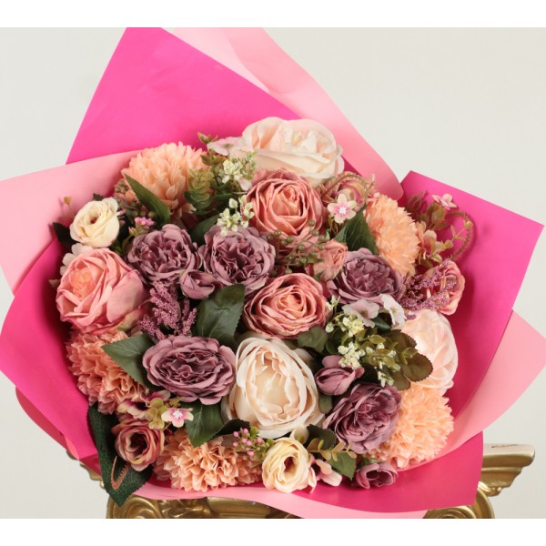 yapay pembe gül buket büyük boy